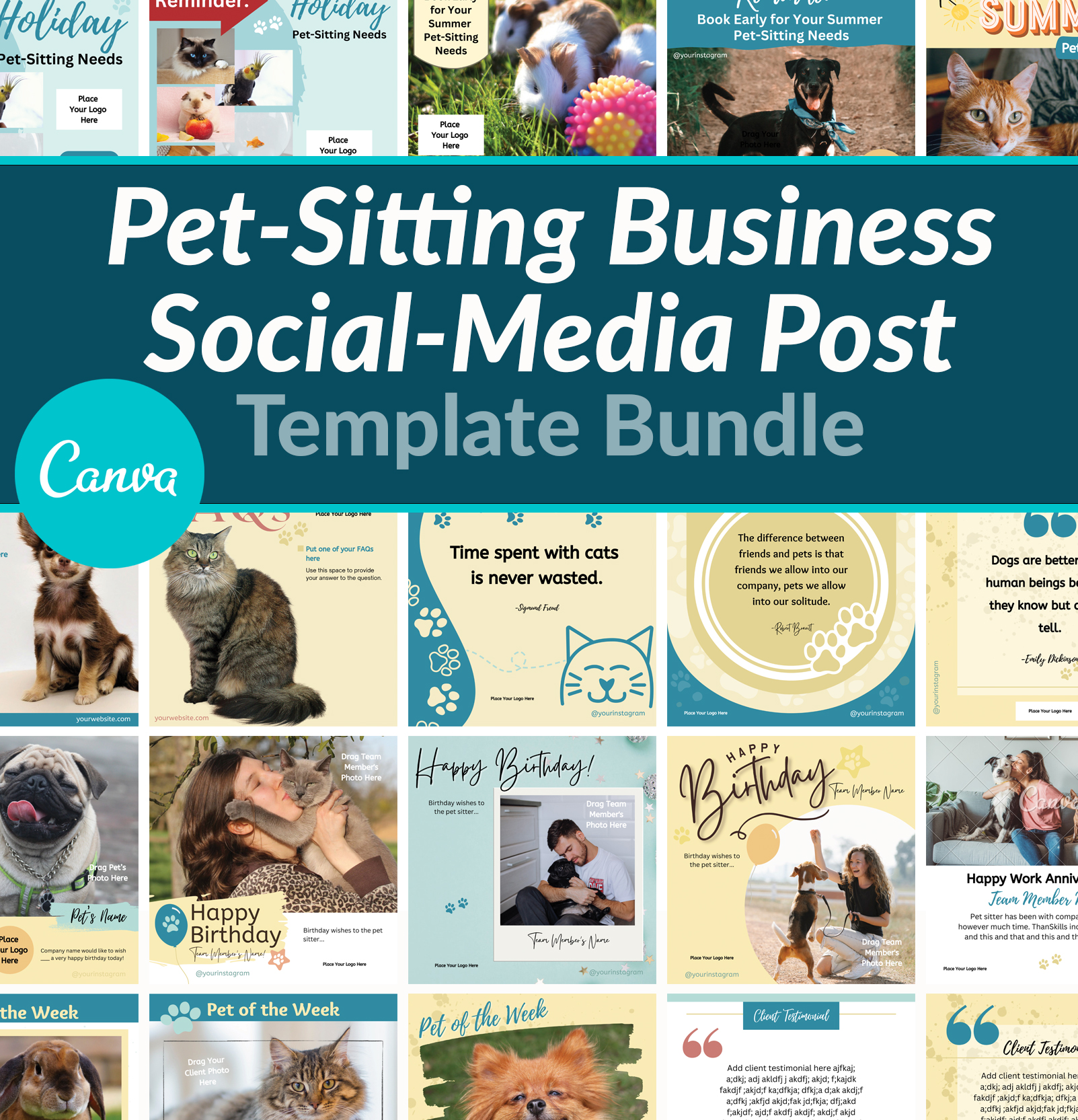 Pet-Sitting Business Social-Media Post Template Bundle