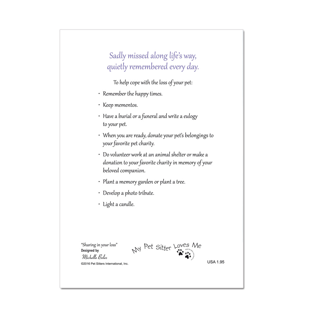 pet loss card client card loss of pet card
