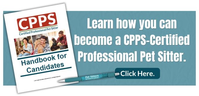 Certified Professional Pet Sitter Handbook featured with the text Learn how you can become a CPPS-Certified Professional Pet Sitter