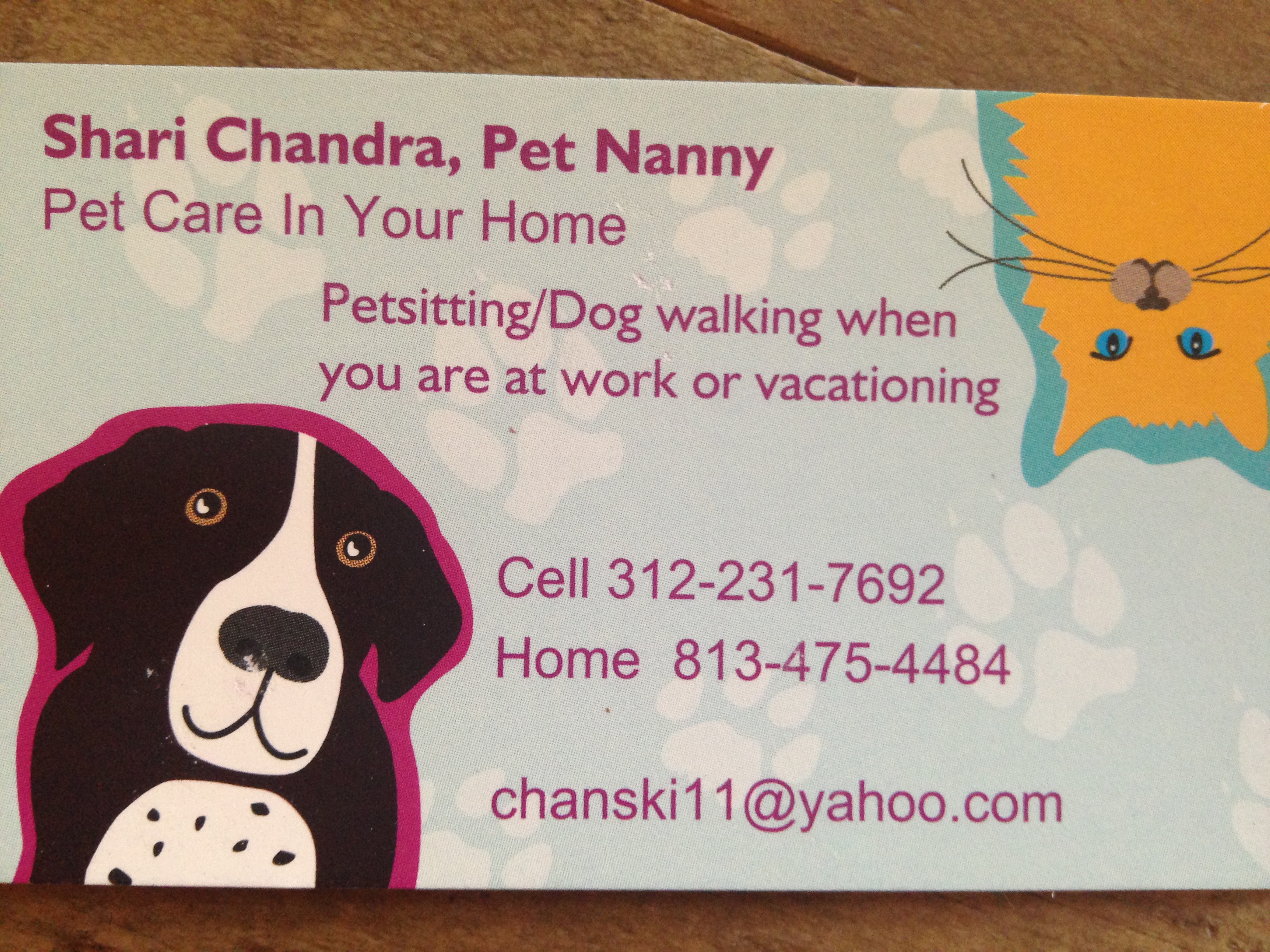 A&S&G Fitness, LLC d/b/a Shari Chandra, Pet Nanny