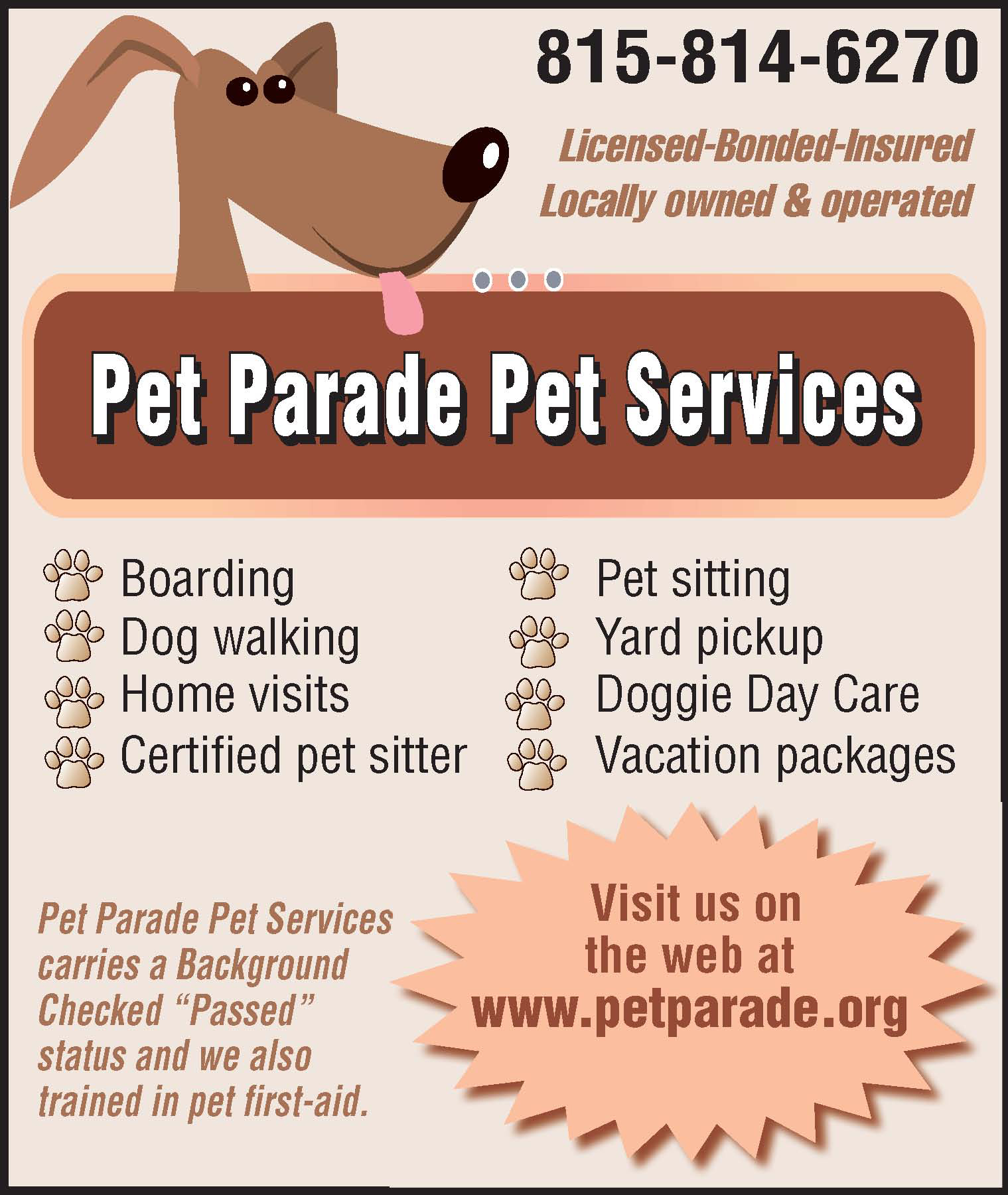 pet parade pet services dog sitting ads